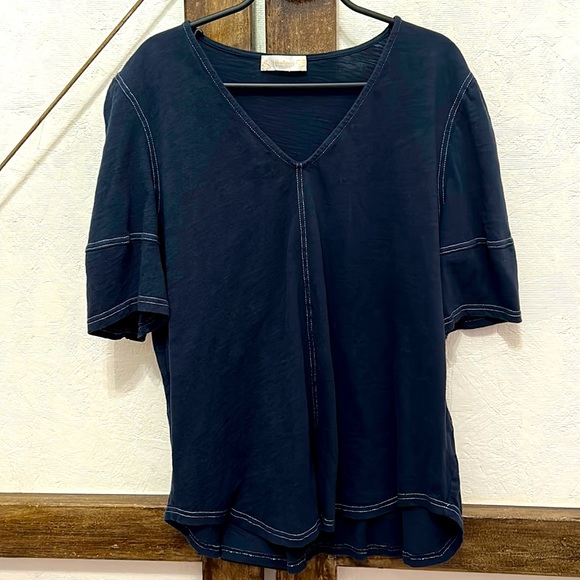 Navy Blue Puff-Sleeve A-Line Tunic - Picture 3 of 8